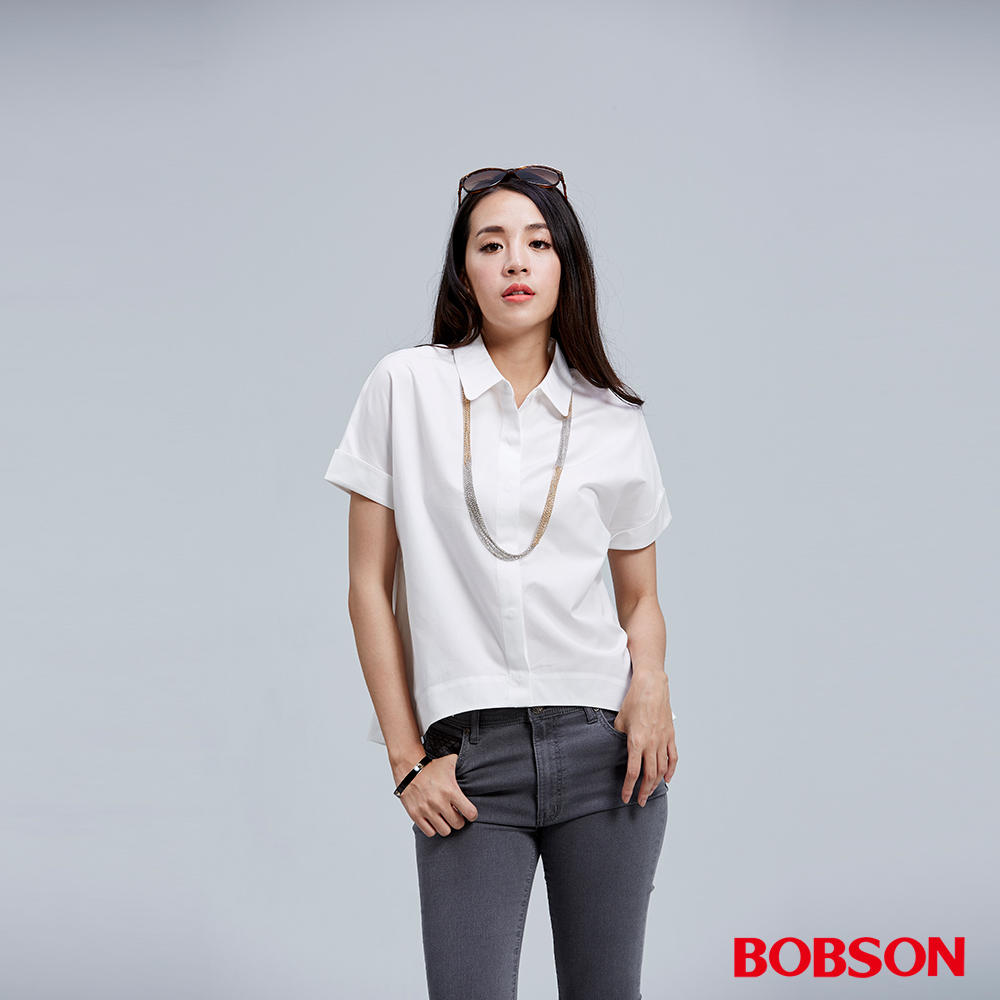 BOBSON 女款連袖寬版襯衫