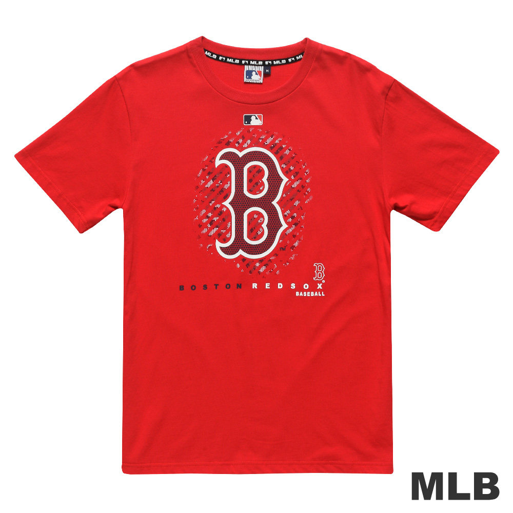 MLB-波士頓紅襪隊蜂巢底紋造型短袖T恤-紅(男)