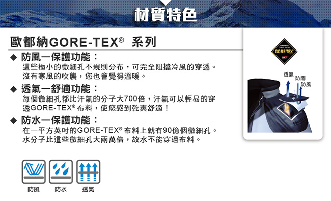 歐都納 GORE-TEX Pro 3L 中性防風防水長褲 A2-PA1320 黑