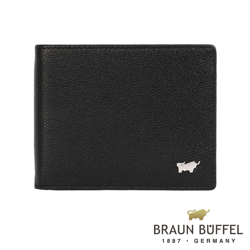 BRAUN BUFFEL - 巴迪系列蜥蜴紋4卡零錢袋皮夾- 黑色/棕色