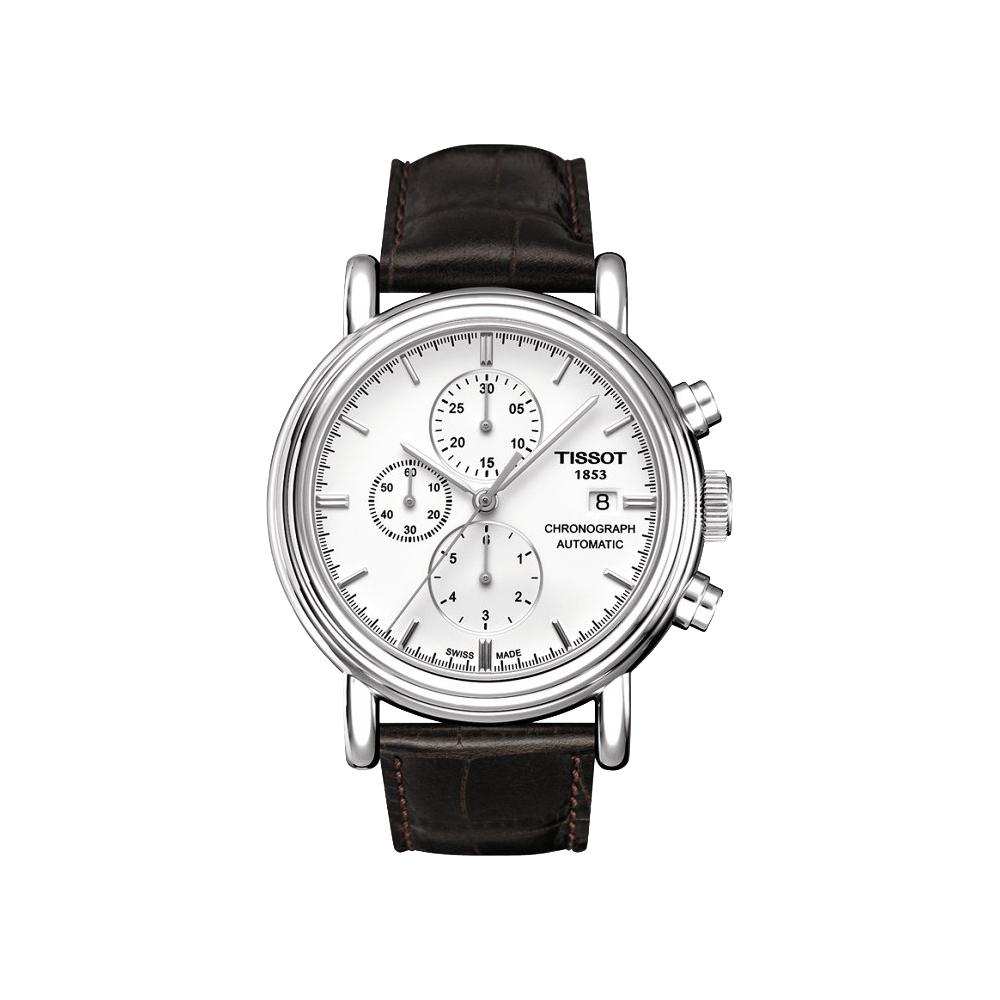 TISSOT 天梭 官方授權 CARSON 時尚計時機械腕錶-白/43mm