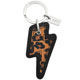 COACH 咖啡色豹紋閃電造型皮革鑰匙圈 product thumbnail 1