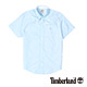 Timberland 男款淺藍色素面刺繡牛津短袖襯衫 product thumbnail 1