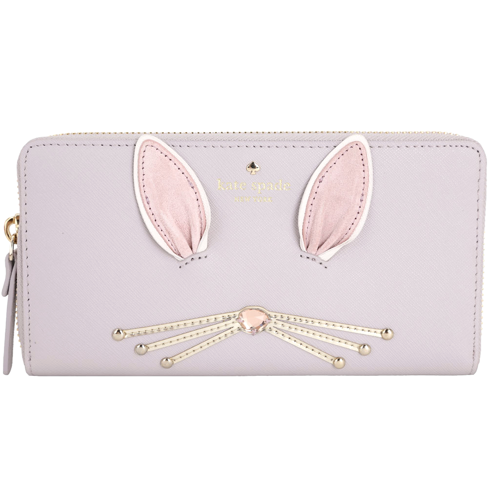 Kate Spade RABBIT LACEY 兔子造型拉鍊長夾(粉耦色)