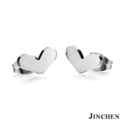 JINCHEN 白鋼愛心耳環 銀色