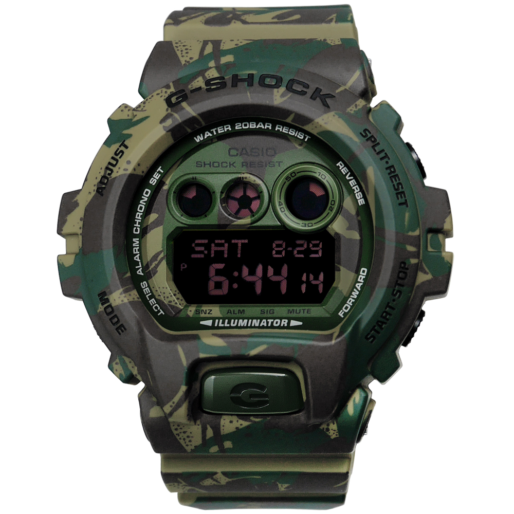 G-SHOCK 層次迷彩電子橡膠腕錶(GD-X6900MC-3)-綠色/53mm