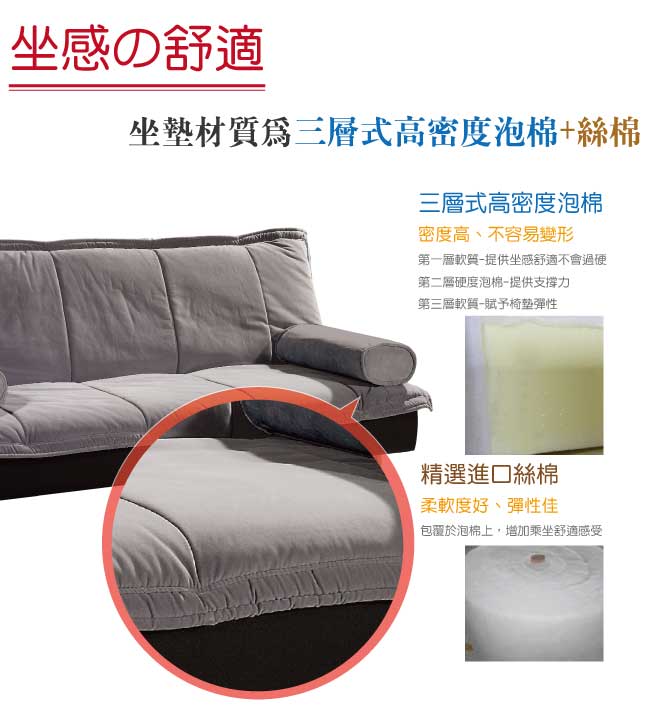 品家居 肯托亞麻布展開式沙發床(二色可選)-180x88x81cm-免組