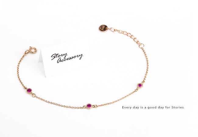 STORY故事銀飾-Star晶鑽系列-TwinkleStar 純銀晶鑽手鍊(黃K金)