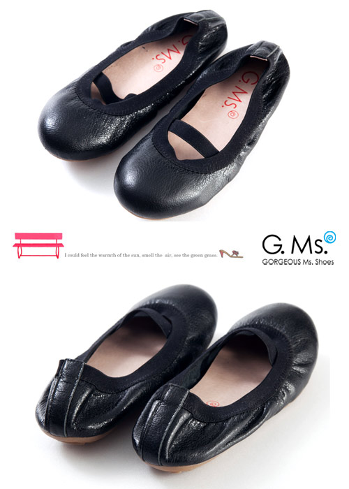 G.Ms.童鞋-金屬羊皮鬆緊口可攜式娃娃鞋(附鞋袋)-質感黑