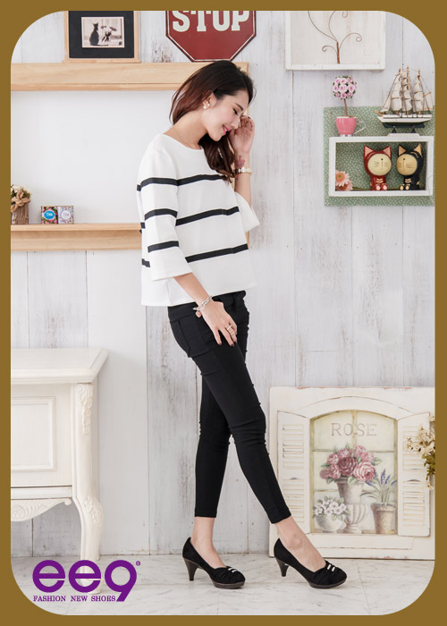 ee9心滿益足-氣質仕女自然抓皺華麗滿鑽高跟鞋-黑色