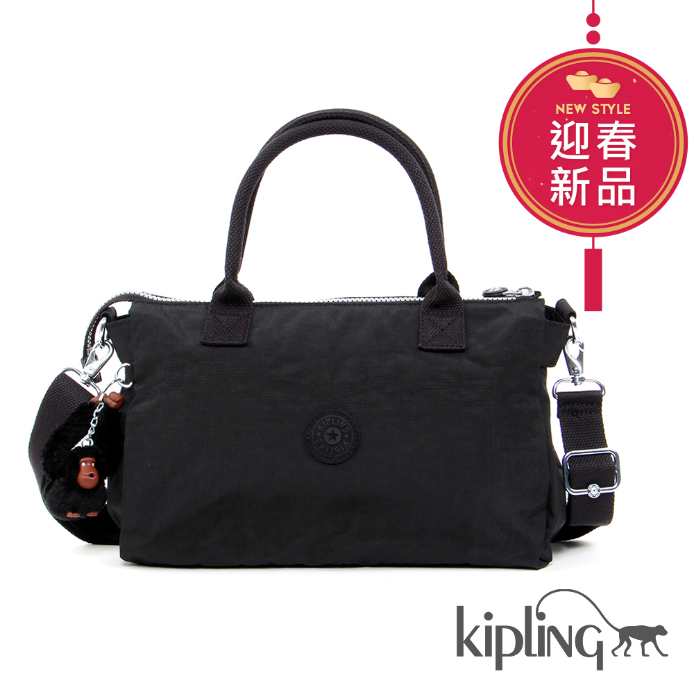 Kipling 手提包 柏油黑素面-大