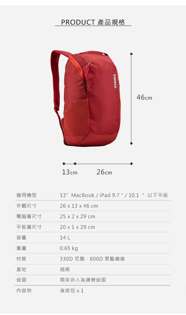 Thule EnRoute 14L 電腦後背包（海藍/13 吋內筆電適用）