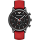 Emporio Armani Classic 都會計時石英腕錶-黑x紅/46mm product thumbnail 1