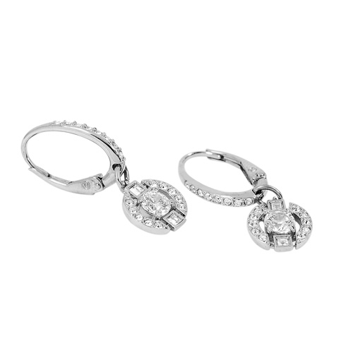 SWAROVSKI 施華洛世奇 優雅白水晶圓形鏤空造型銀色耳墜耳環
