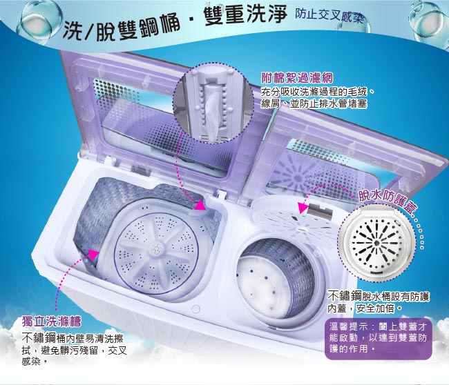 ZANWA晶華 不鏽鋼洗脫雙槽洗衣機/脫水機/小洗衣機(ZW-480T)