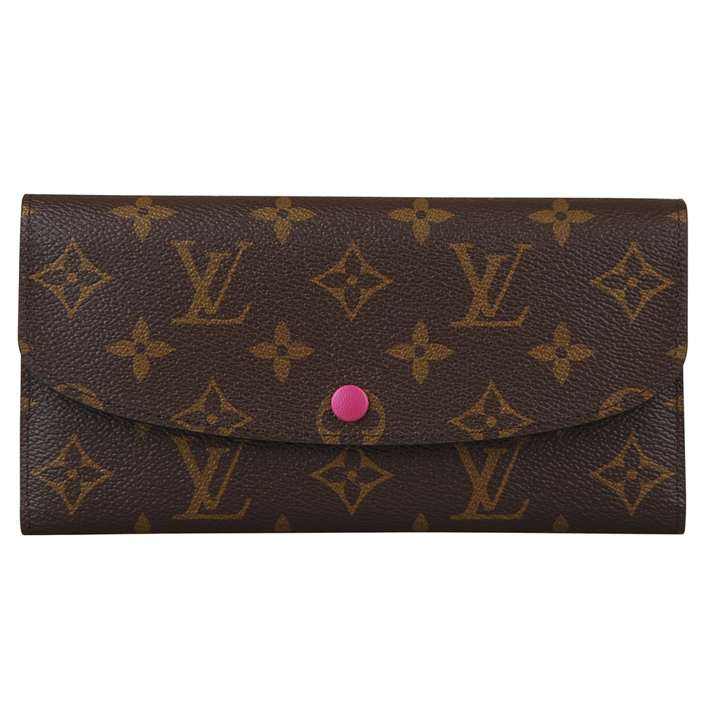 LV M41943 經典Monogram EMILIE 釦式長夾(桃紅)