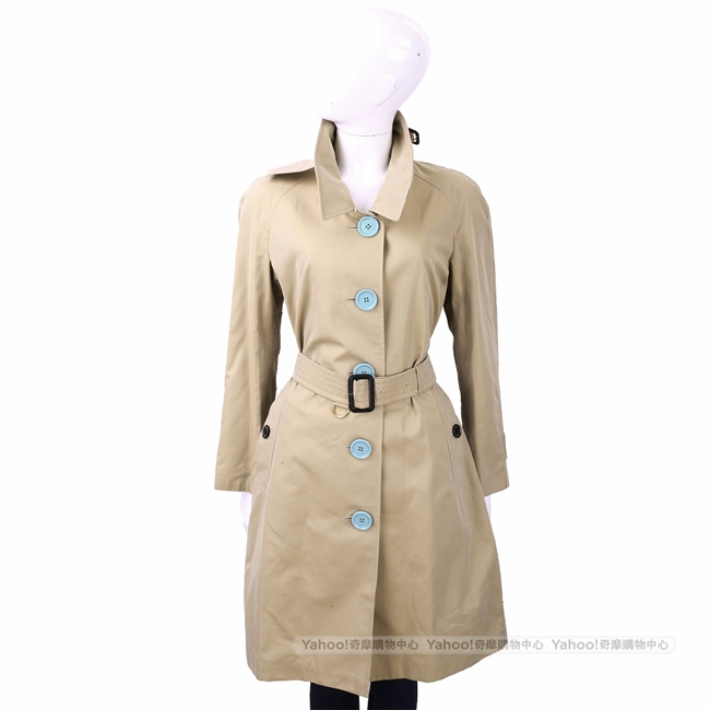 BURBERRY Brinkhill 精紡棉質撞色大鈕經典風衣(蜂蜜色)