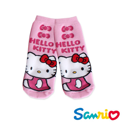 Hello Kitty凱蒂貓-蝴蝶結長毛巾直板襪(淡粉)