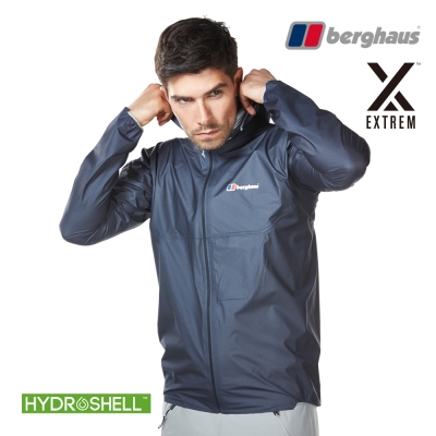 【Berghaus貝豪斯】男款HS超輕薄防水透氣連帽外套S02M52碳灰