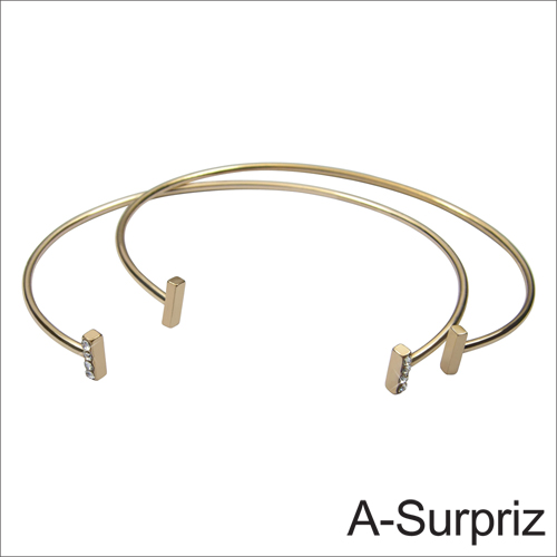 A-Surpriz 半圓雙環造型開口手環(金色)