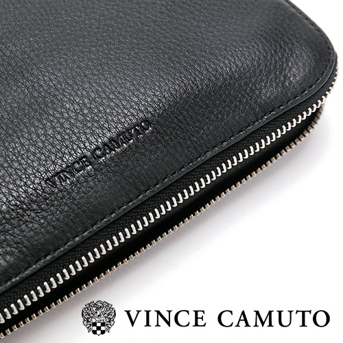 Vince Camuto 素面拉鍊手拿肩背兩用包-黑色