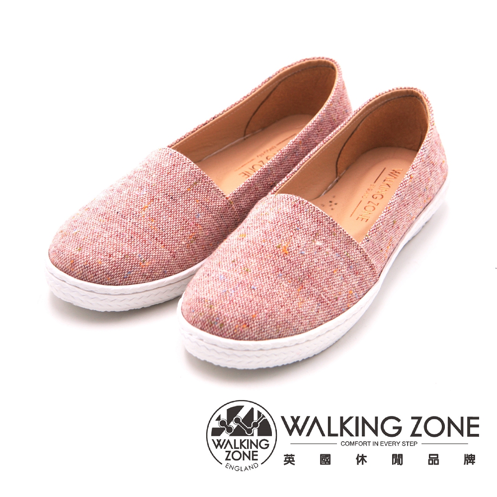 WALKING ZONE 日系感休閒平底 女鞋-粉紅(另有黑、粉藍)