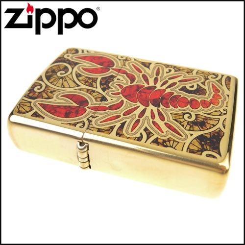 【ZIPPO】美系~Scorpion Shell-蠍子圖案黃銅鏡面打火機