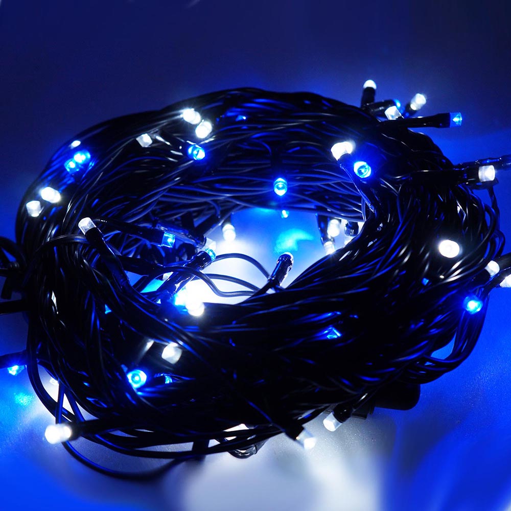 摩達客 LED燈串-100燈樹燈串 (藍白光)(附控制器)(高亮度又省電)
