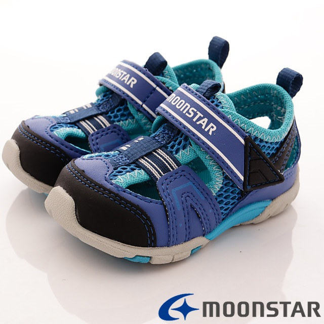 日本月星頂級童鞋 護趾機能涼鞋-BSE95藍(寶寶段)