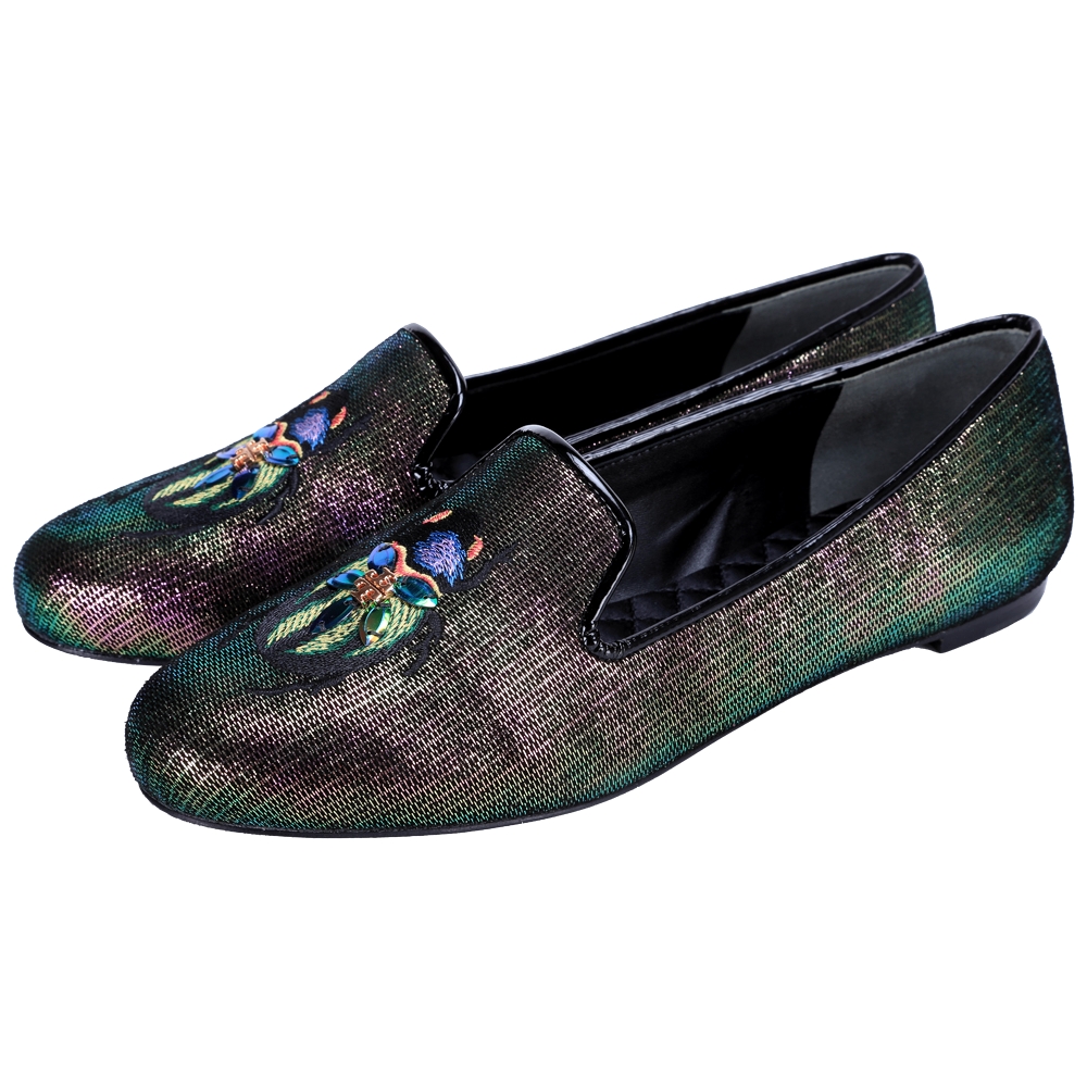TORY BURCH Cailyn 聖甲蟲刺繡設計平底鞋(綠色)