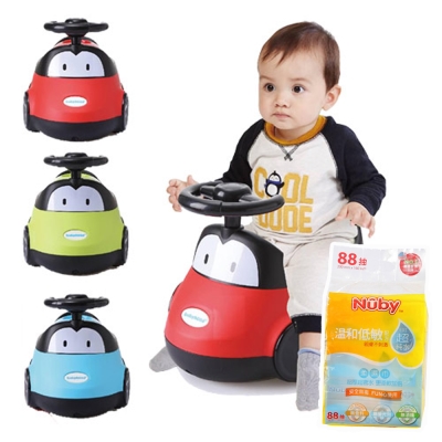 baby hood 小汽車座便器+Nuby EDI超純水柔濕巾88抽/1串