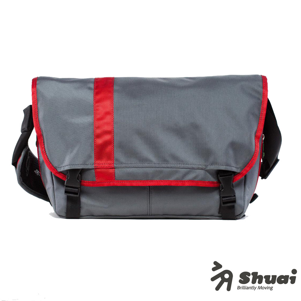 Shuai 13 吋 M1 Series Messenger 信差風格電腦側背包(灰紅)