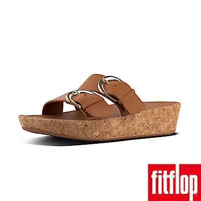 FitFlop DUO-BUCKLE SLIDE SANDALS焦糖