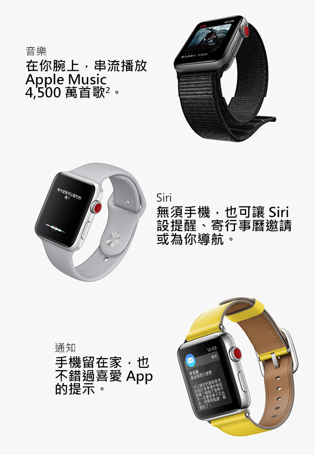 Apple Watch Series 3(GPS+網路) 42mm太空灰鋁金屬錶殼+黑色運動錶帶