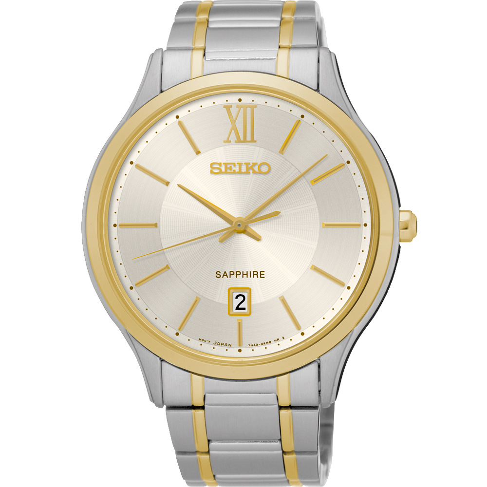 SEIKO 城市簡約美學時尚腕錶(SGEH54P1)-淡金x雙色版/42mm