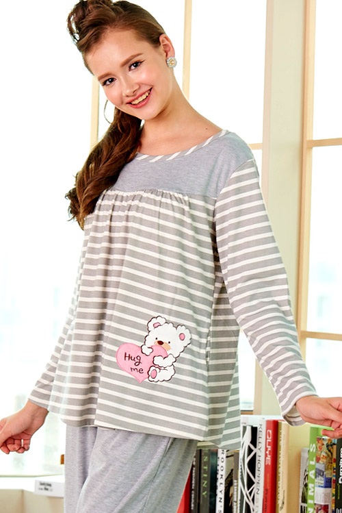 睡衣 精梳棉柔針織 長袖兩件式睡衣(67206)粉色 蕾妮塔塔