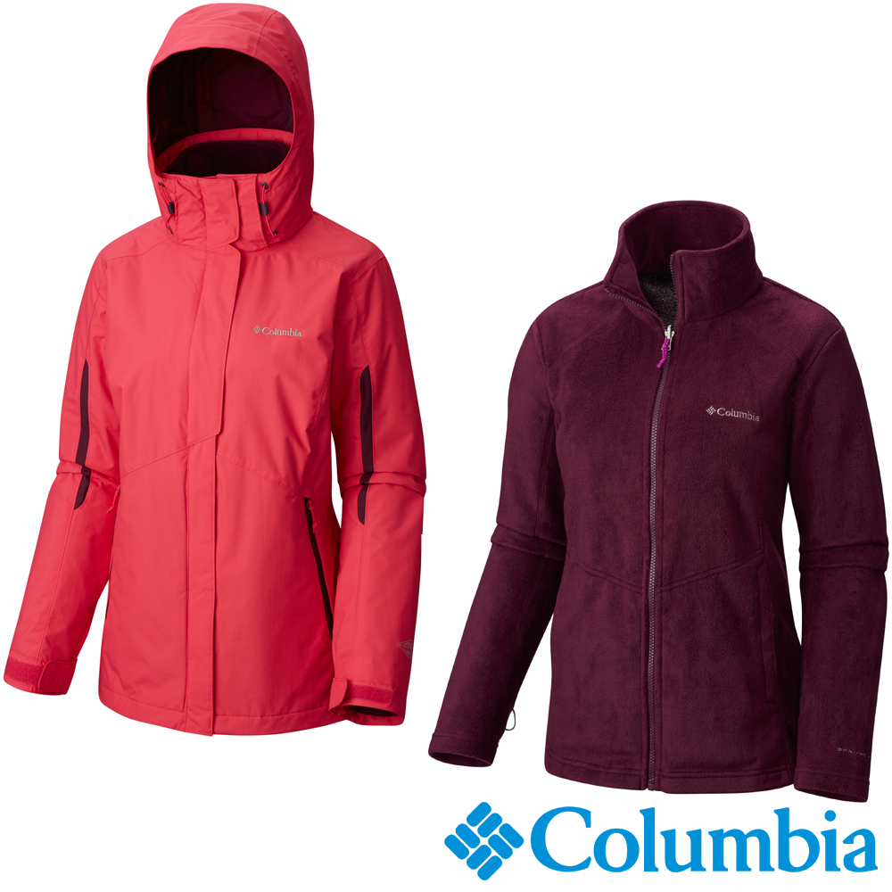 【Columbia哥倫比亞】女-兩件式防水保暖外套-紅　USR72270RD