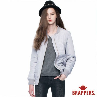 BRAPPERS 女款 質感防風配色舖棉飛行外套-淺灰