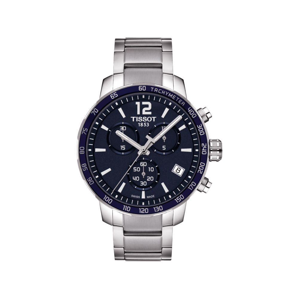 TISSOT 天梭 官方授權 QUICKSTER CLASSIC 計時運動腕錶-藍/42mm