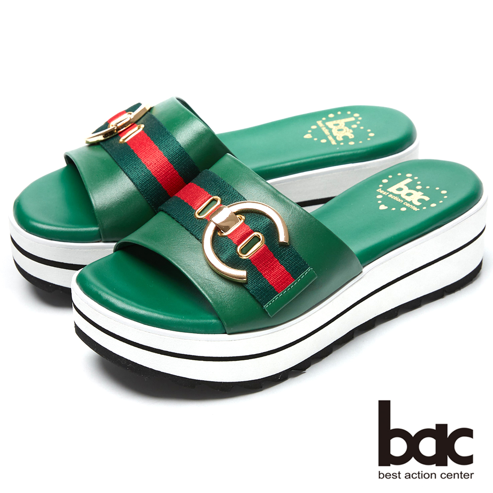 bac經典時尚-搶眼裝飾厚底台拖鞋-綠色