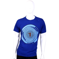 TRUSSARDI 寶藍色漩渦圖騰短袖T恤