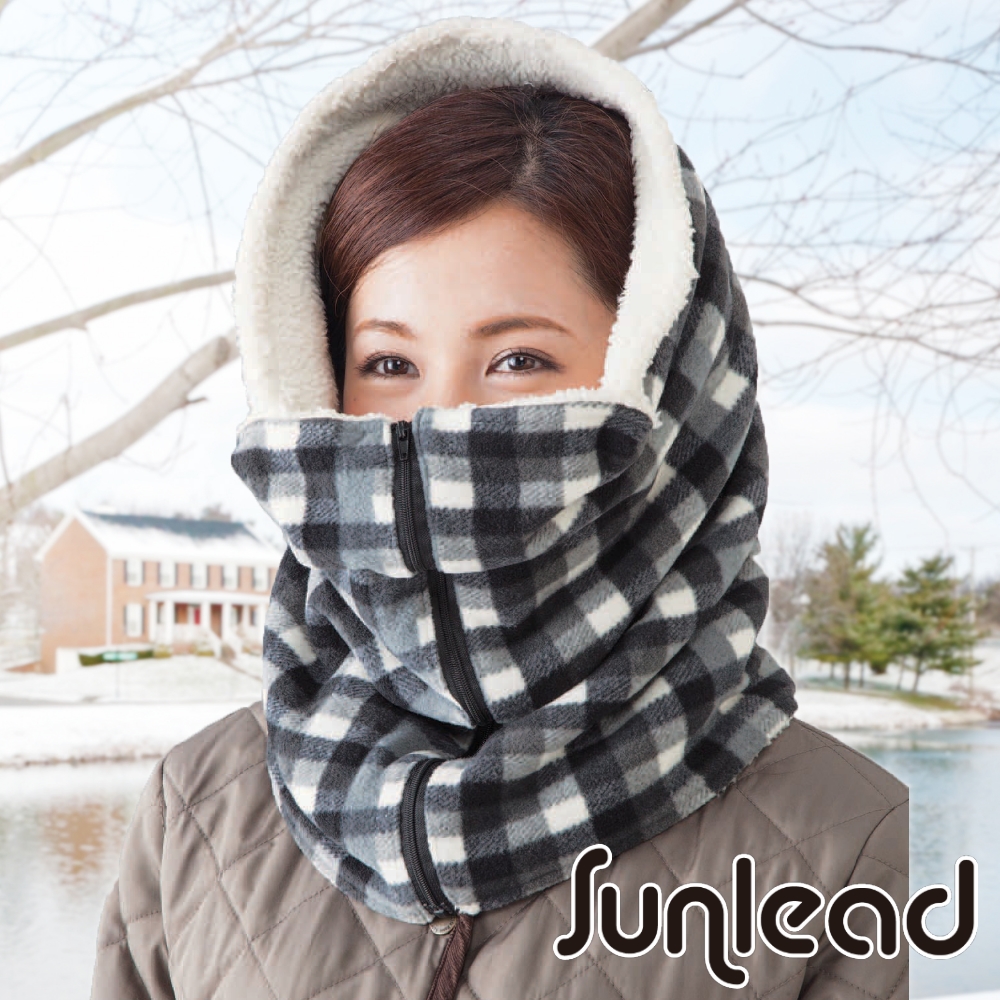 Sunlead 防寒防風多機能可塑型保暖頭套/面罩/脖圍 (黑灰格紋)
