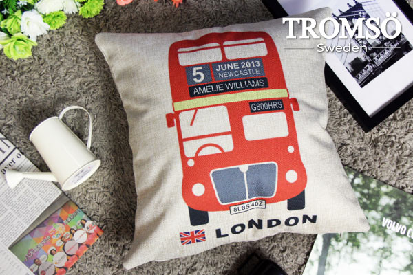 TROMSO-品味英倫棉麻抱枕/英倫大巴士