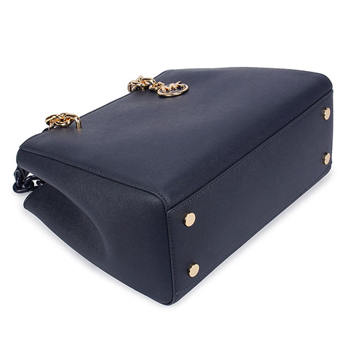 MICHAEL KORS Cynthia 防刮皮革手提/斜背兩用托特包-中/海軍藍