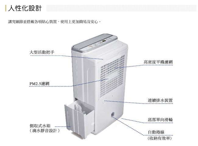 HITACHI日立 10L 1級LED面板清淨除濕機 RD-20FQ/FR