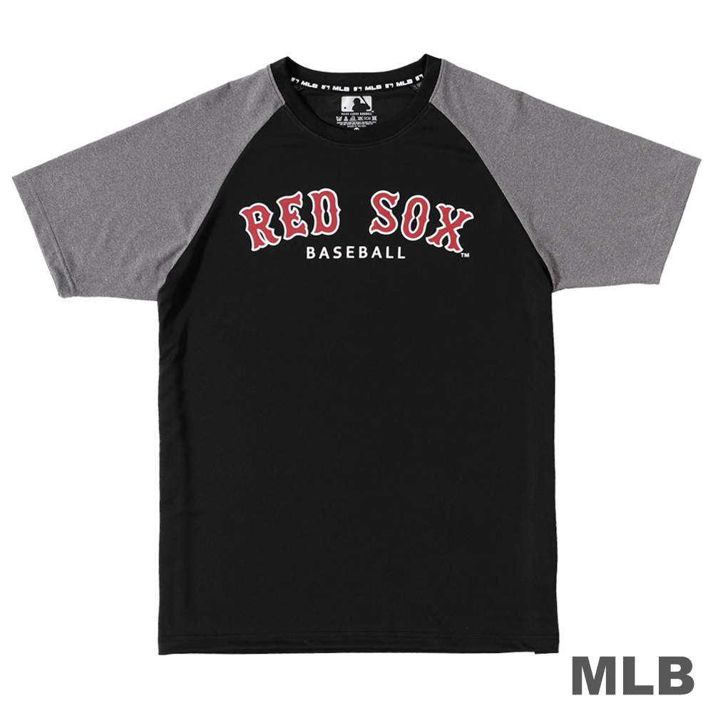 MLB-波士頓紅襪隊LOGO印花快排T恤-黑 (男)