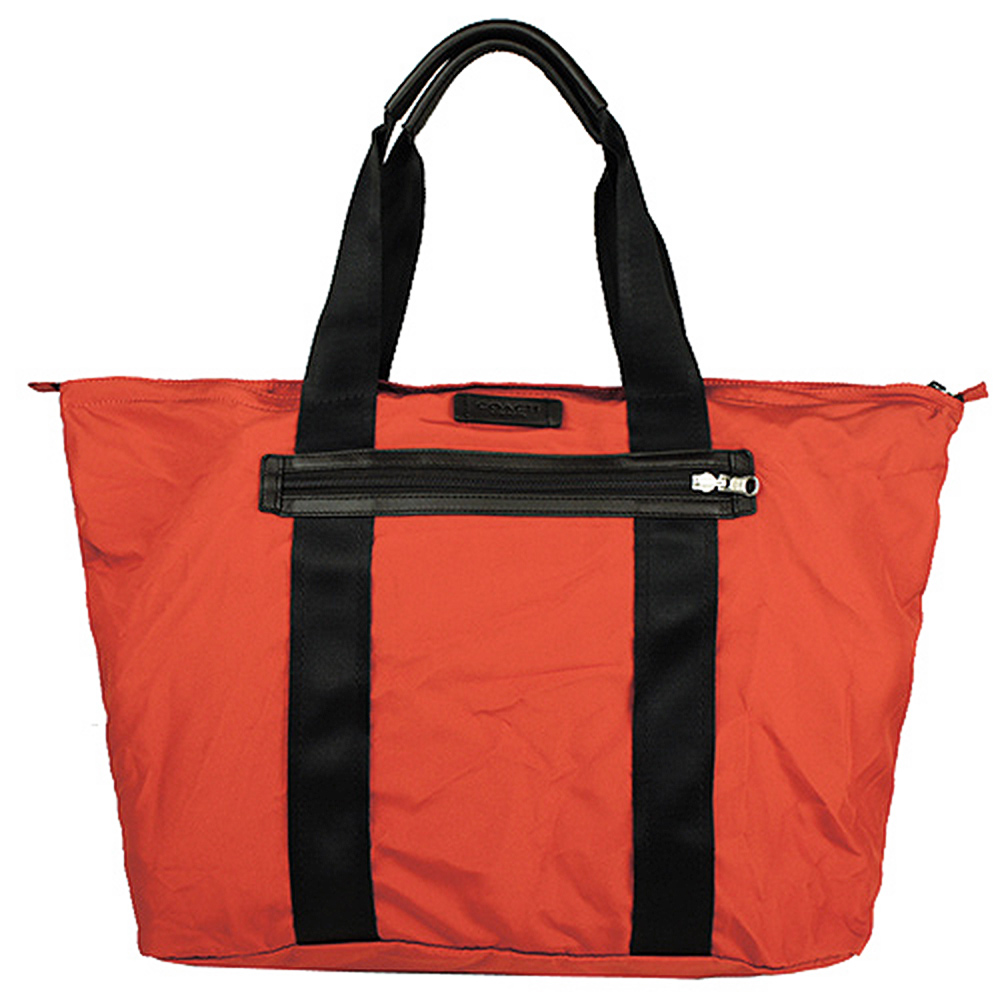 COACH 輕巧尼龍托特旅行袋(可收納)(橘紅)