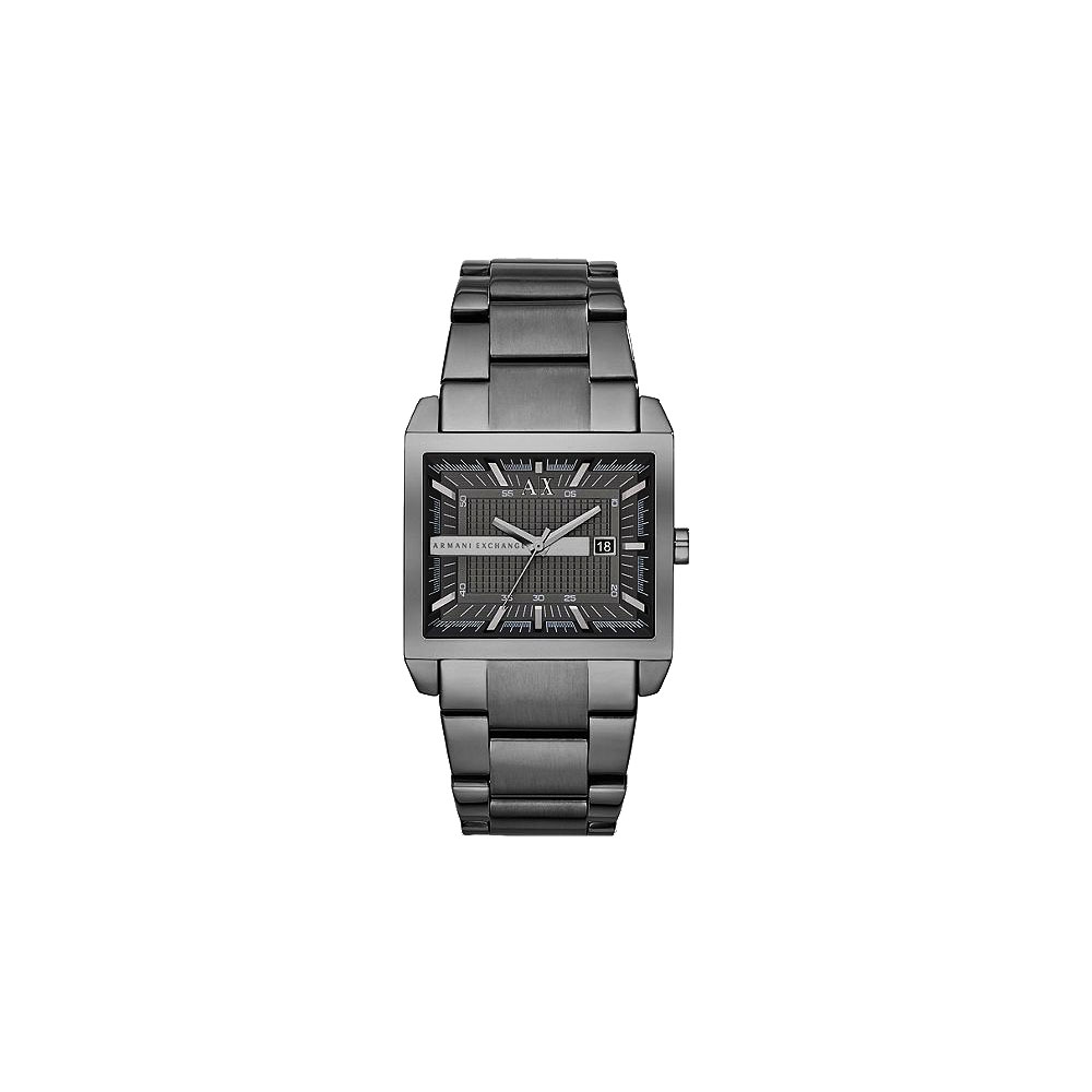 A│X Armani Exchange 立體視覺方型腕錶-鐵灰/43mm