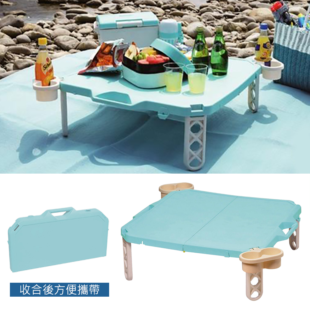 日本鹿牌Pearl CielCiel 日式摺疊野餐桌-天空藍