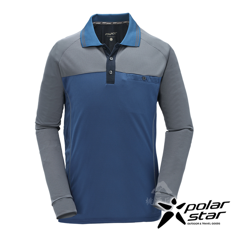 PolarStar 男 吸排長袖圓領衫│機能衣『深藍』P17217